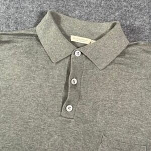 Suitsupply Mens Linen Cotton Sweater Polo Shirt Short Sleeve Gray Green Casual L